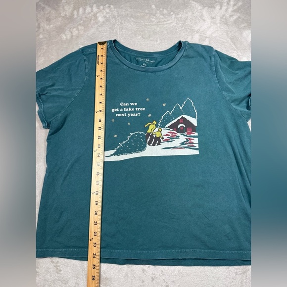 Lucky Brand Christmas Holiday Winter Green Cotton Crewneck T-Shirt Top Size XXL - Picture 7 of 14